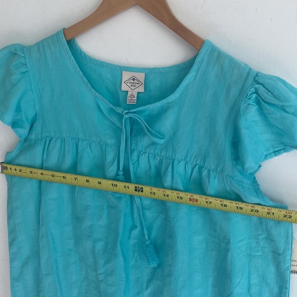 St. John’s Bay  Womens Blouse Short Cap Sleeve Aqua Blue Top, Size L, NWT - Picture 5 of 9